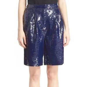 NWT Tibi New York navy blue sequin Bermuda shorts, 12